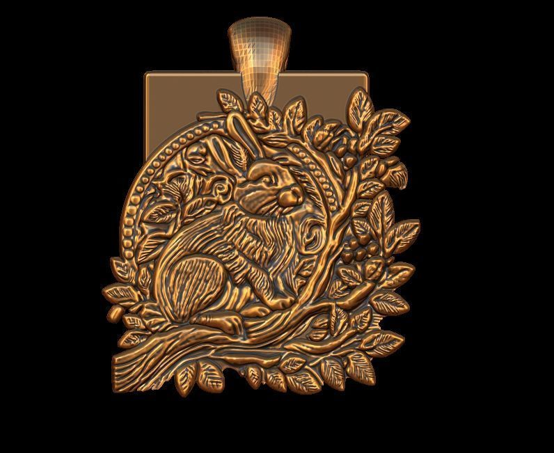 Rabbit in the garden Pendant 3D print model_11