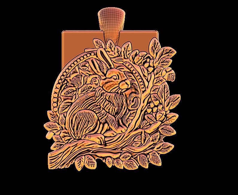 Rabbit in the garden Pendant 3D print model_9