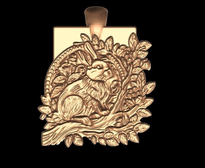 Rabbit in the garden Pendant 3D print model_1