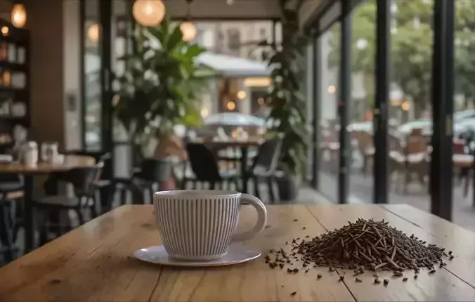 A cup of coffee or tea with a classic design