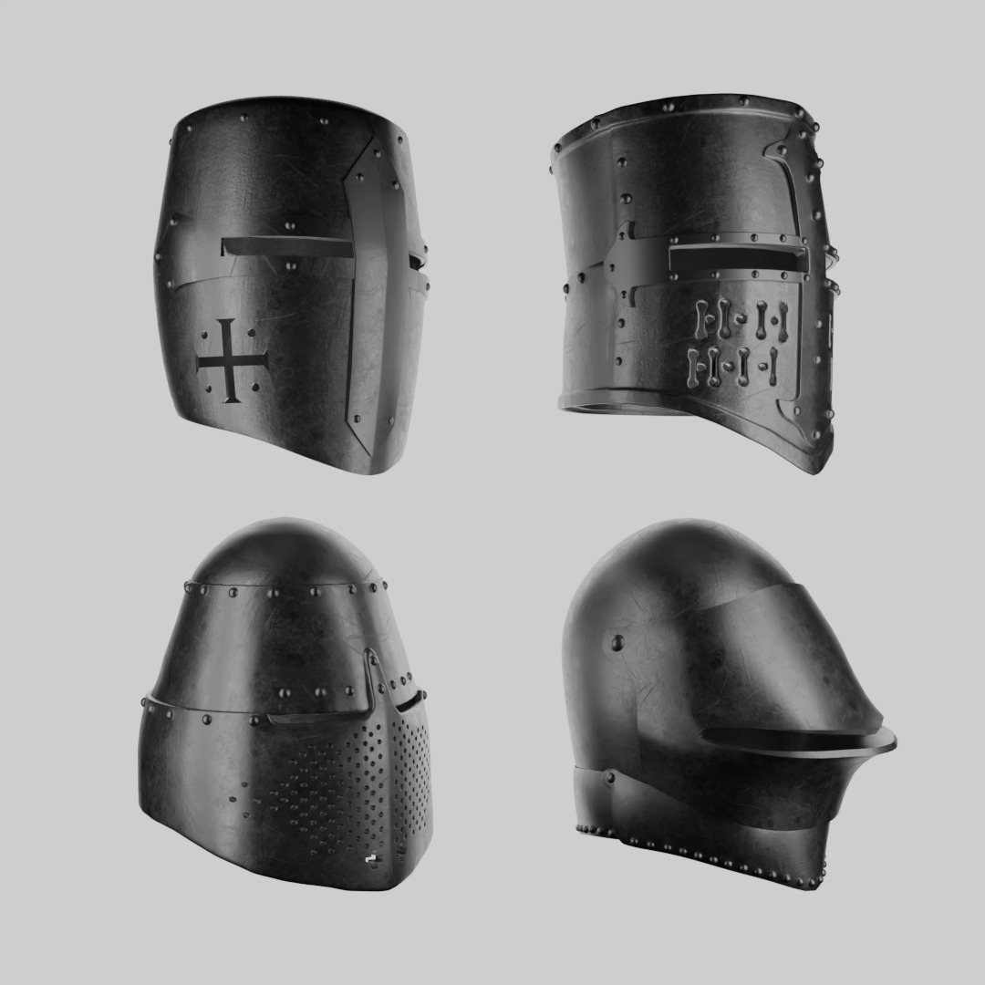 Warrior Helmet Bundle 3D model_1