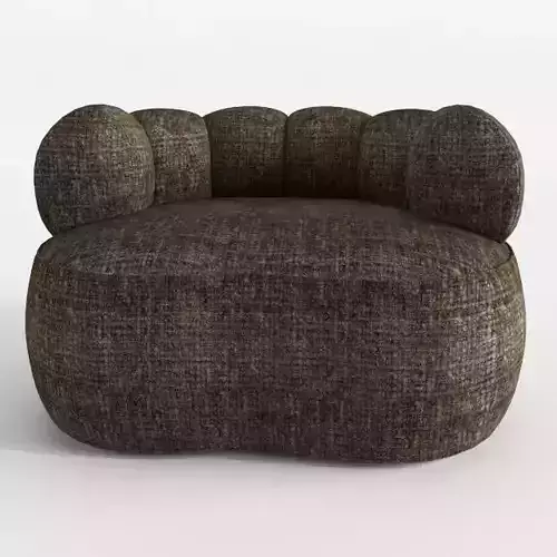 S5159 STONE CHENILLE curved armchair
