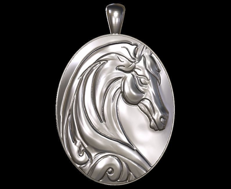 Horse Pendant 3D print model_3