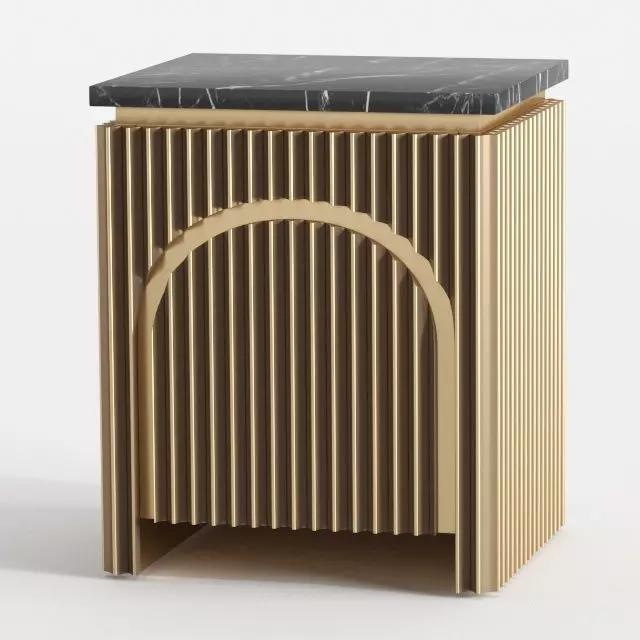 golden flutted side table  3D model_0