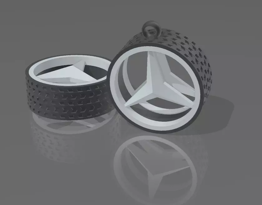 Mercedes Wheel Keychain 3D print model_0