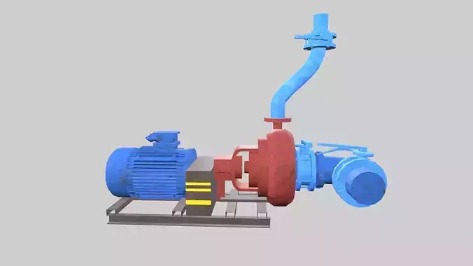 Pump Motor Inlet Outlet Low-poly 3D model