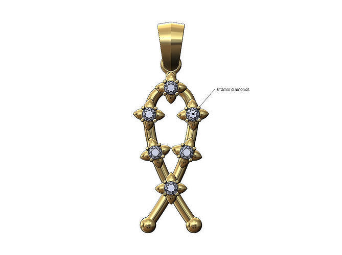 Spiked diamond knot overlapping pendant charm bail 3D print model