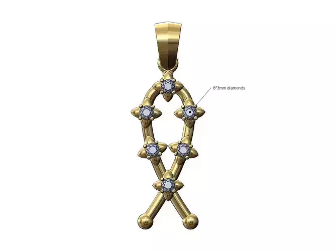 Spiked diamond knot overlapping pendant charm bail