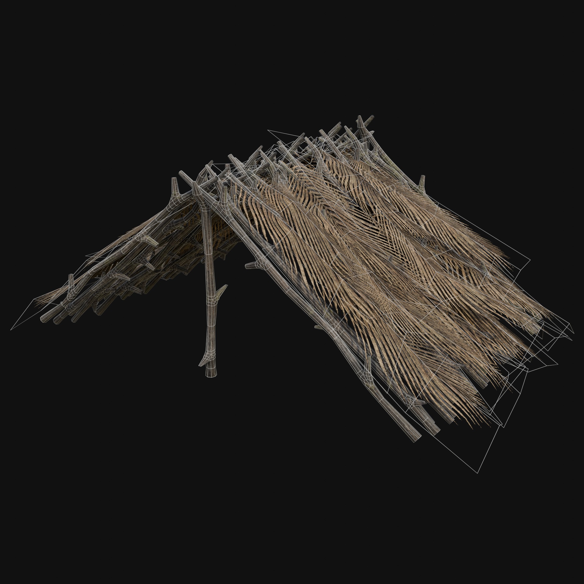 PRIMITIVE SHELTER HUTS COTTAGE HOUSE NATIVE PRIMAL COLLECTION Low-poly 3D model_29