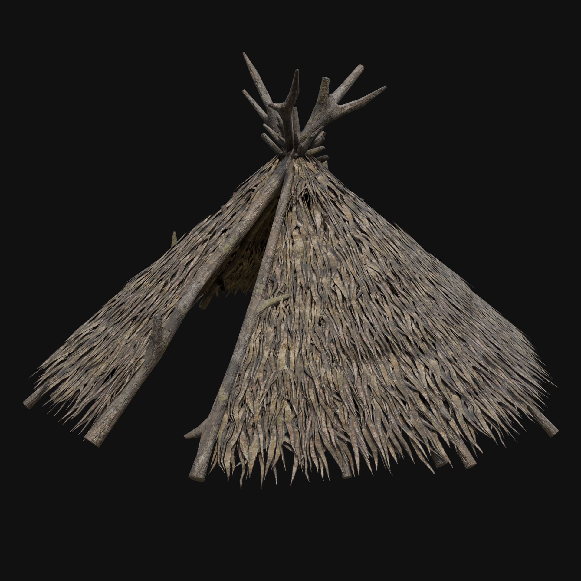PRIMITIVE SHELTER HUTS COTTAGE HOUSE NATIVE PRIMAL COLLECTION Low-poly 3D model_7