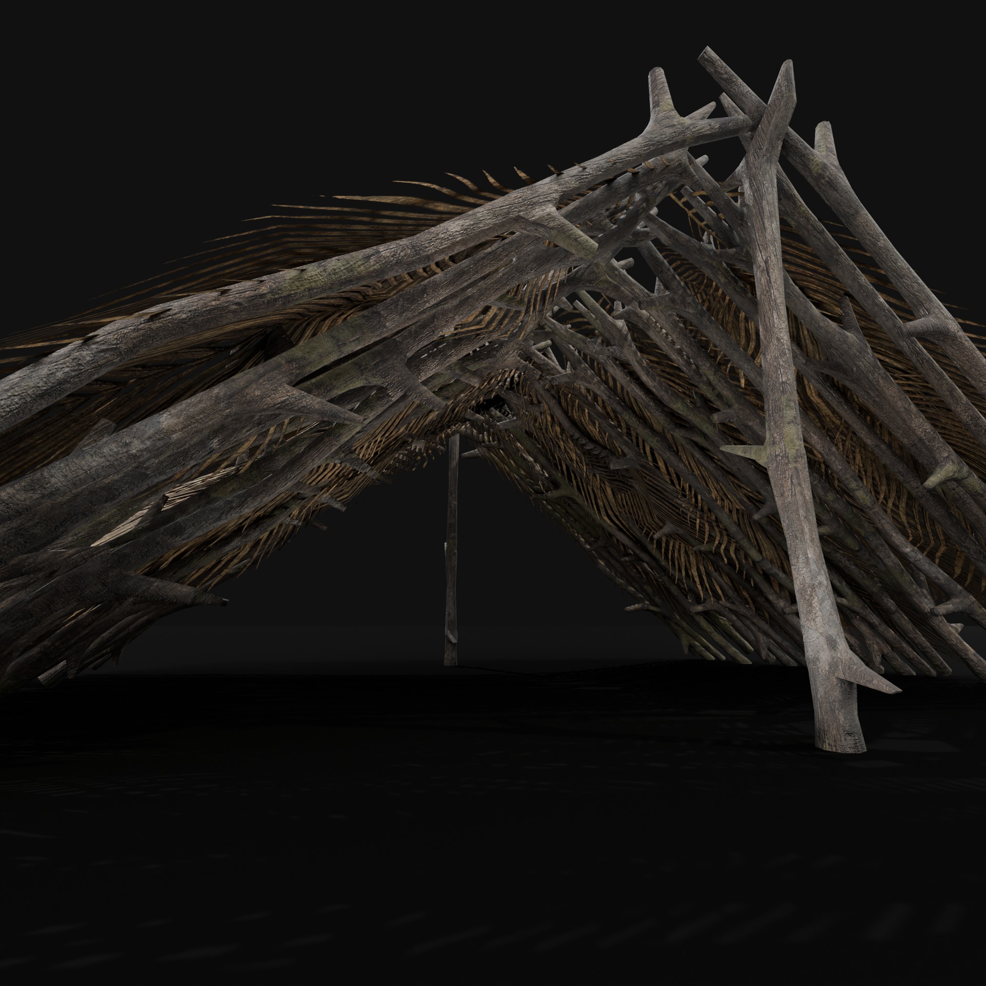 PRIMITIVE SHELTER HUTS COTTAGE HOUSE NATIVE PRIMAL COLLECTION Low-poly 3D model_11