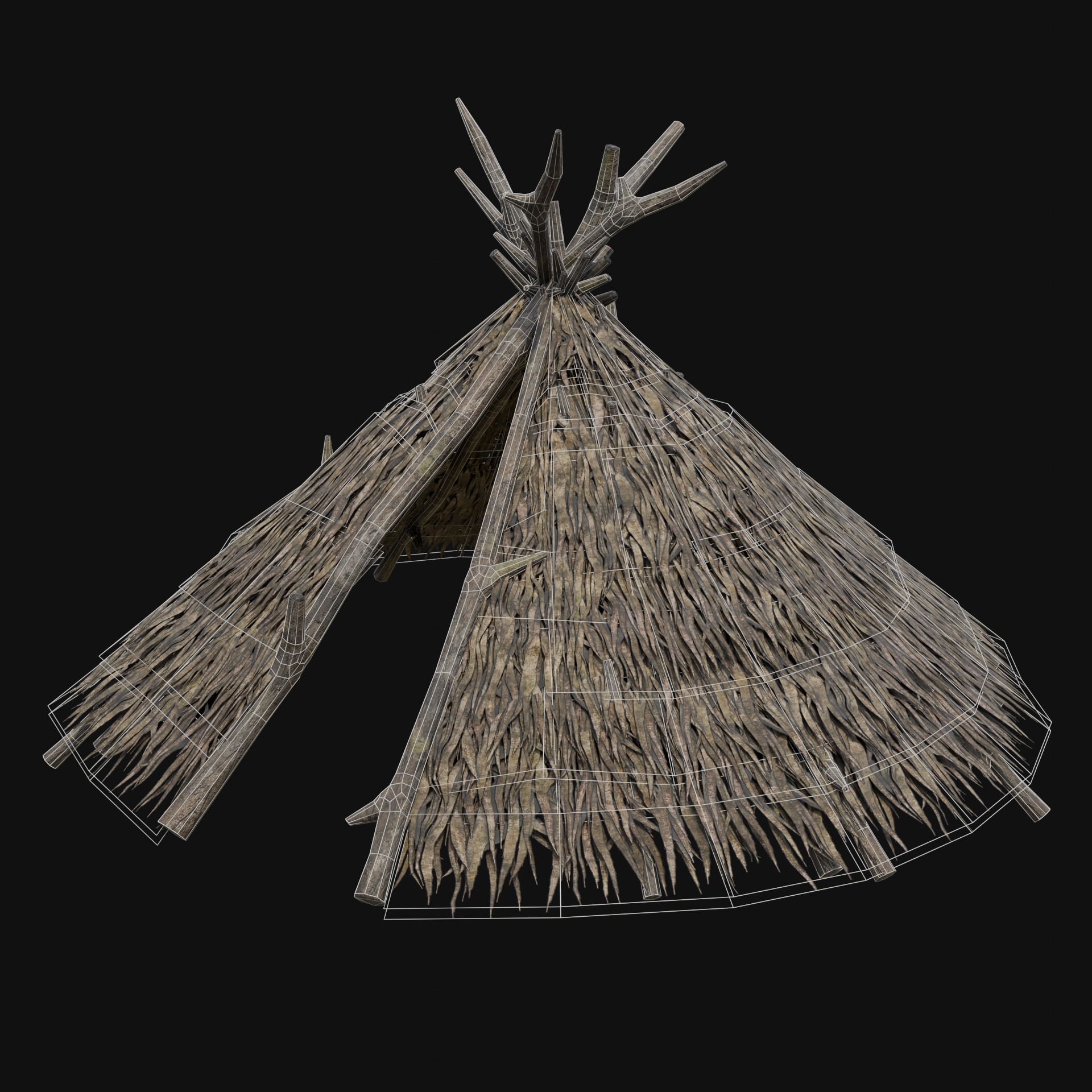 PRIMITIVE SHELTER HUTS COTTAGE HOUSE NATIVE PRIMAL COLLECTION Low-poly 3D model_34