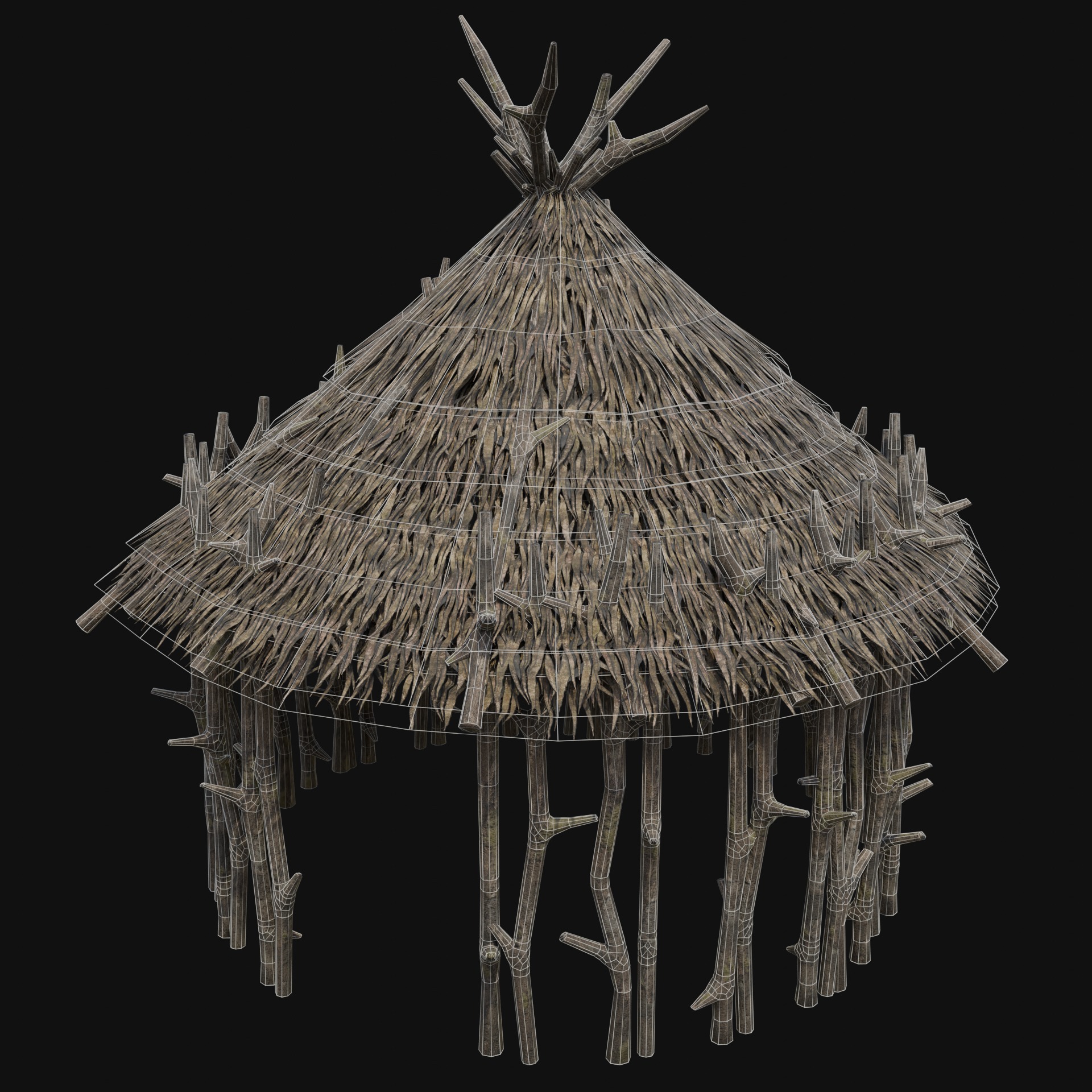 PRIMITIVE SHELTER HUTS COTTAGE HOUSE NATIVE PRIMAL COLLECTION Low-poly 3D model_35