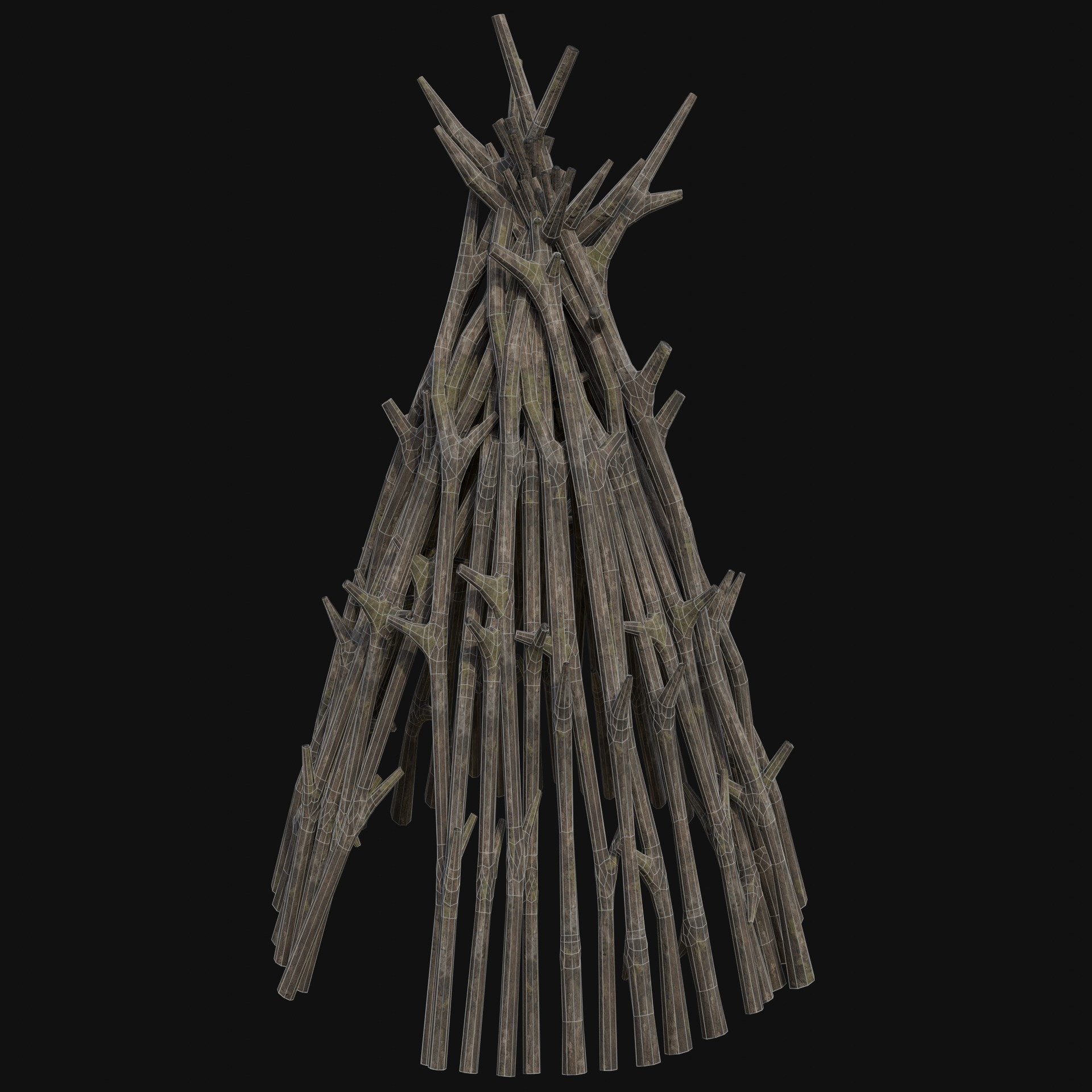 PRIMITIVE SHELTER HUTS COTTAGE HOUSE NATIVE PRIMAL COLLECTION Low-poly 3D model_31