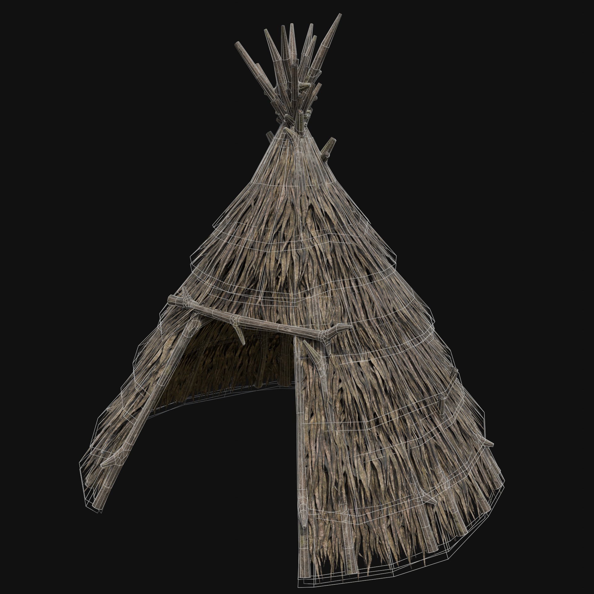 PRIMITIVE SHELTER HUTS COTTAGE HOUSE NATIVE PRIMAL COLLECTION Low-poly 3D model_30