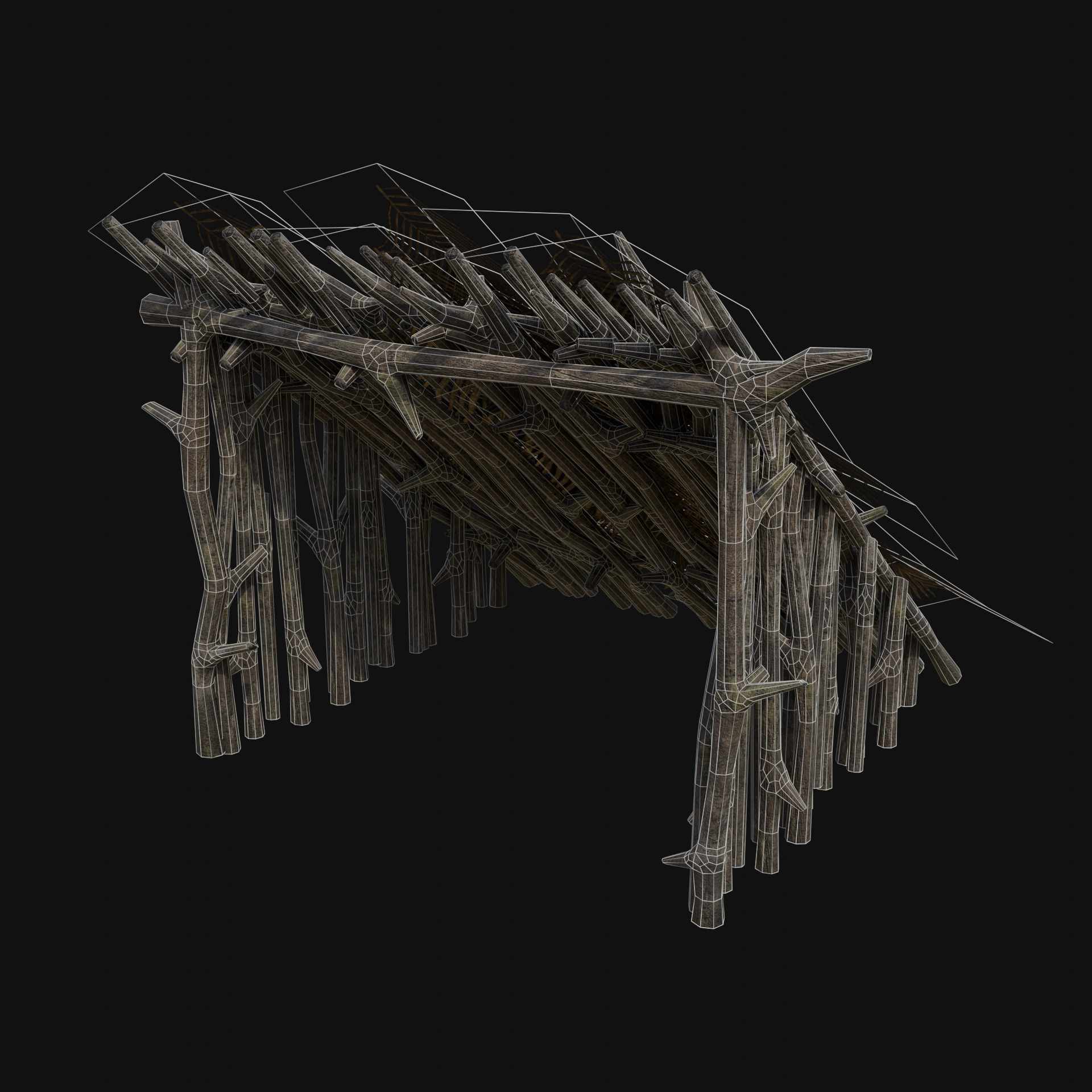 PRIMITIVE SHELTER HUTS COTTAGE HOUSE NATIVE PRIMAL COLLECTION Low-poly 3D model_32
