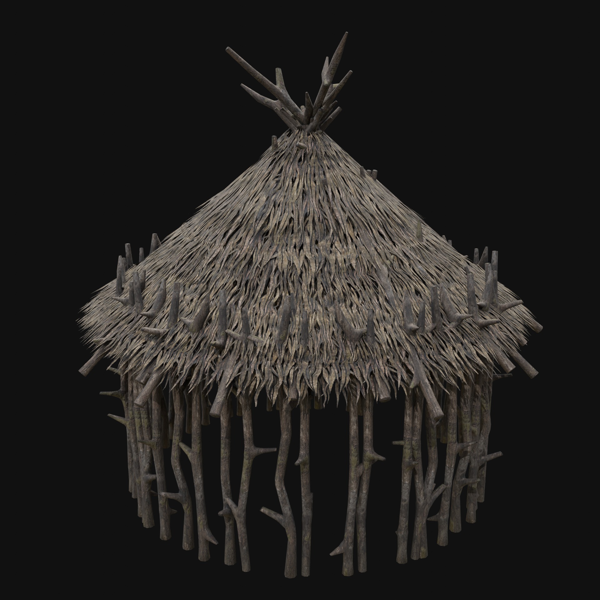 PRIMITIVE SHELTER HUTS COTTAGE HOUSE NATIVE PRIMAL COLLECTION Low-poly 3D model_26