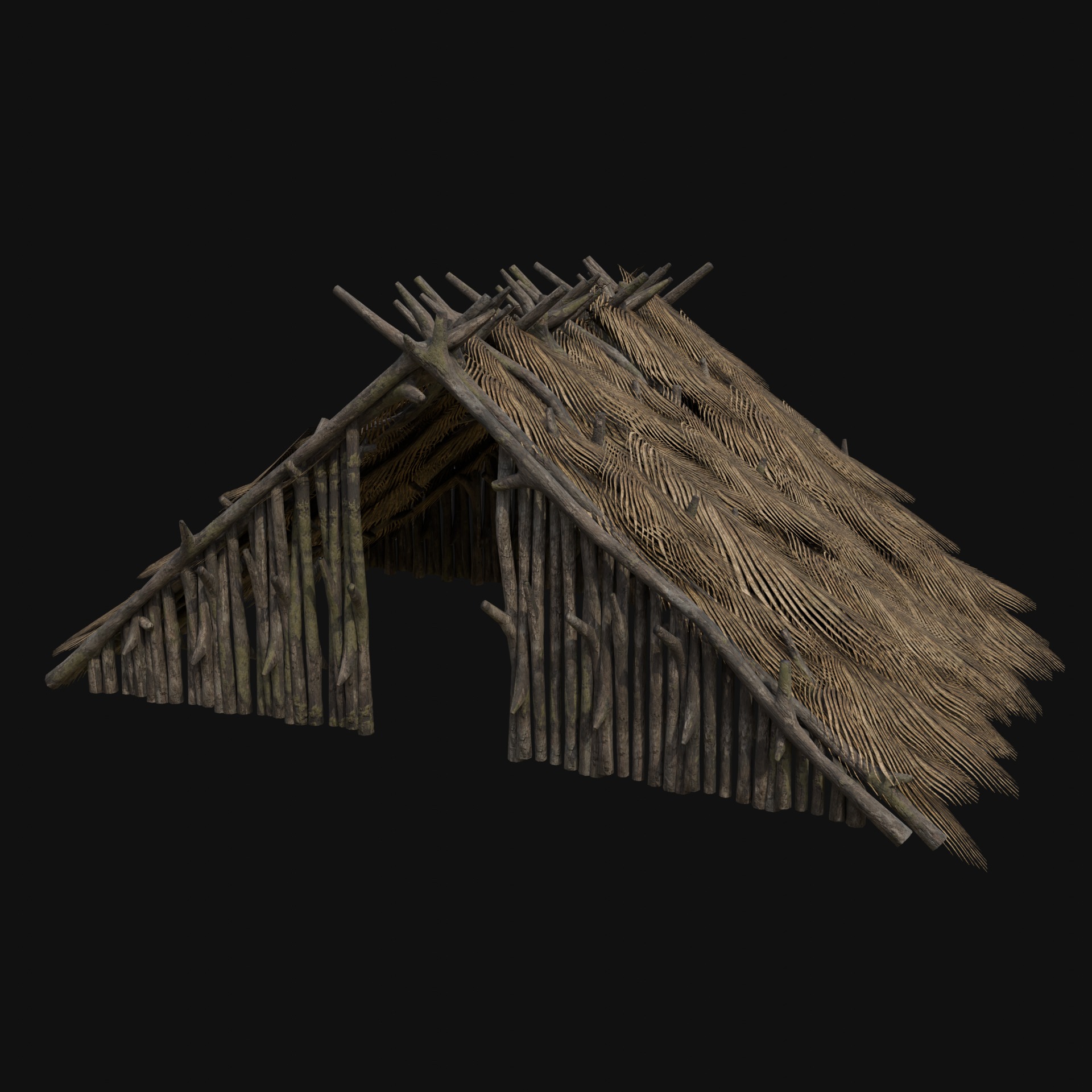 PRIMITIVE SHELTER HUTS COTTAGE HOUSE NATIVE PRIMAL COLLECTION Low-poly 3D model_6
