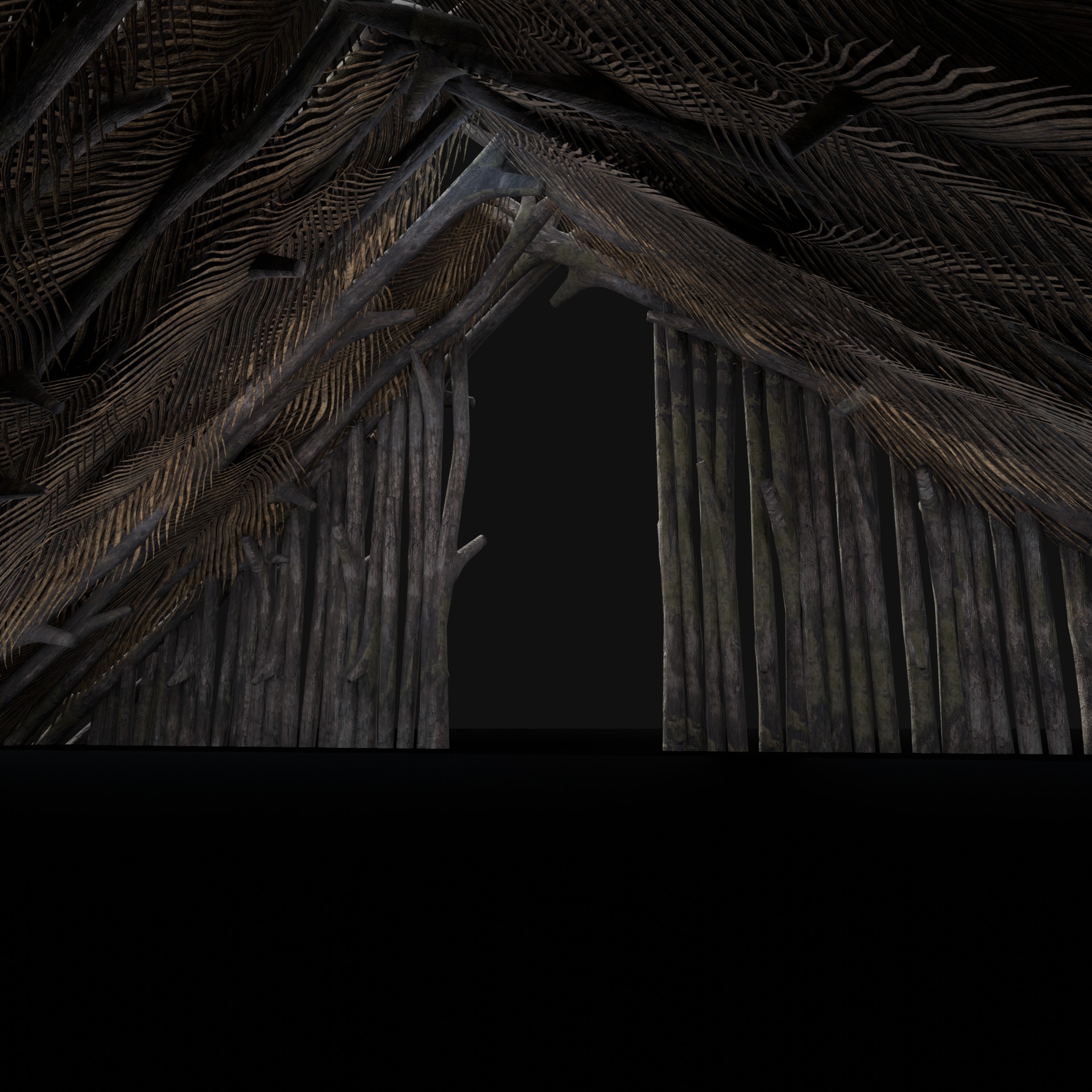 PRIMITIVE SHELTER HUTS COTTAGE HOUSE NATIVE PRIMAL COLLECTION Low-poly 3D model_15