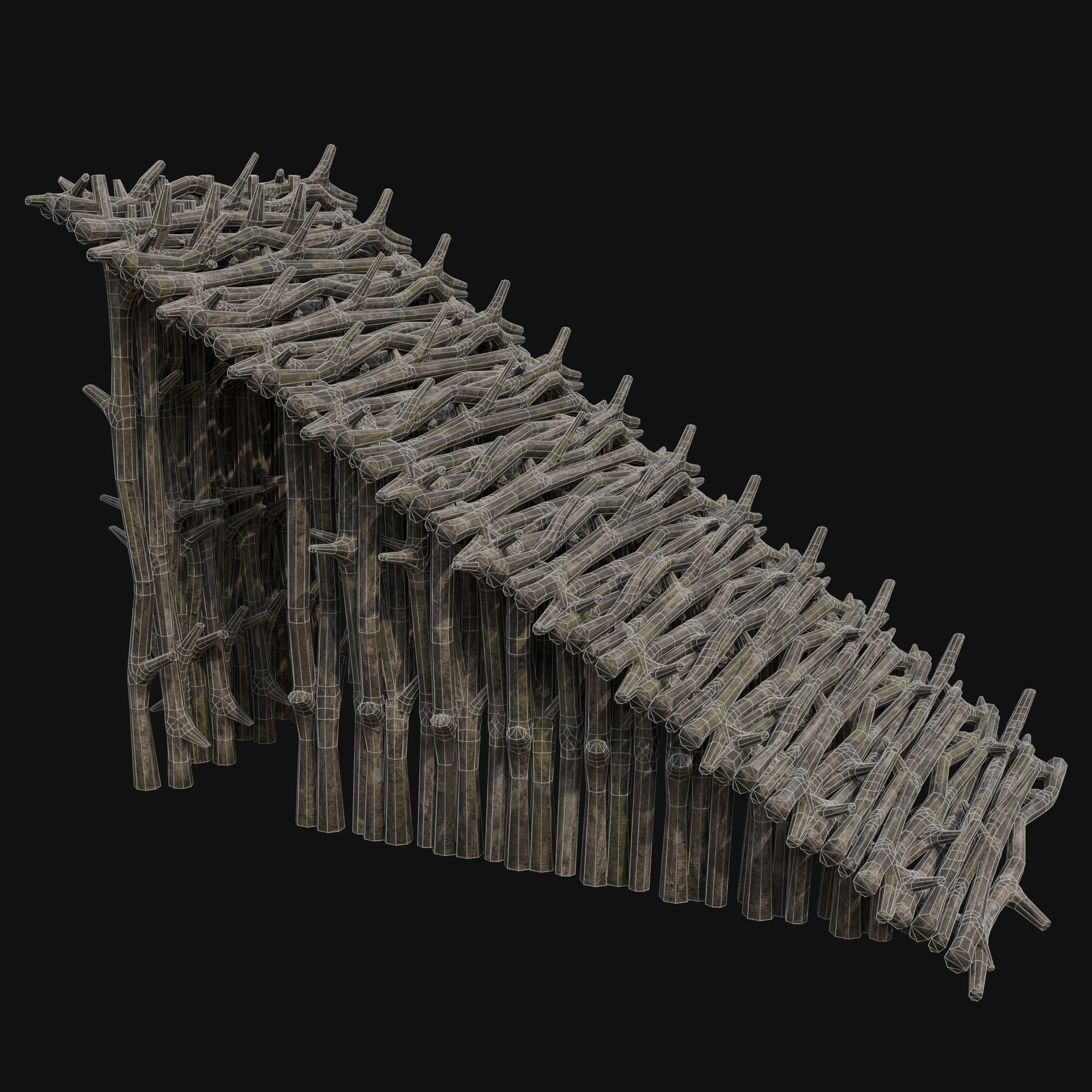 PRIMITIVE SHELTER HUTS COTTAGE HOUSE NATIVE PRIMAL COLLECTION Low-poly 3D model_36