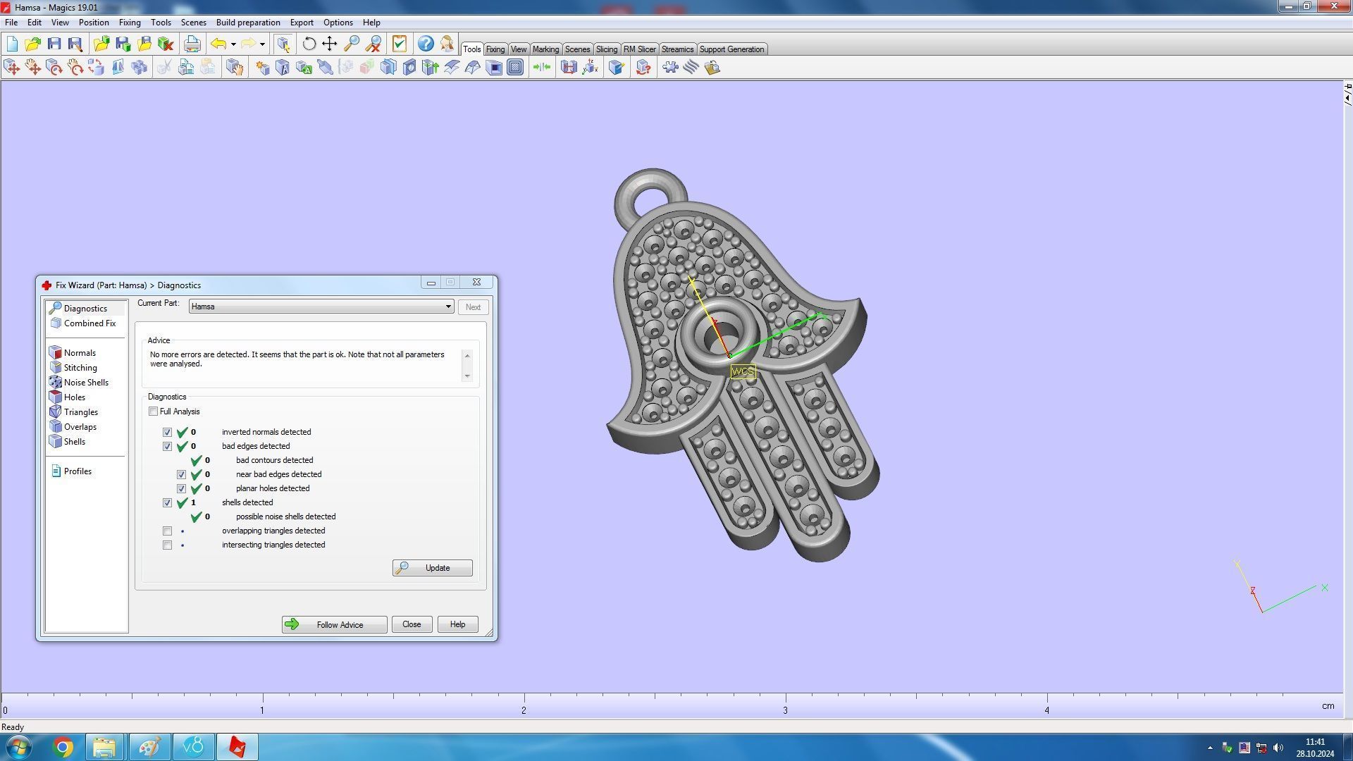 Hamsa Diamond Paved Pendant medallion 3D print model_10