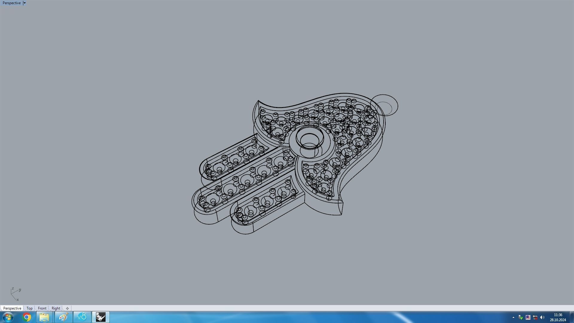 Hamsa Diamond Paved Pendant medallion 3D print model_6