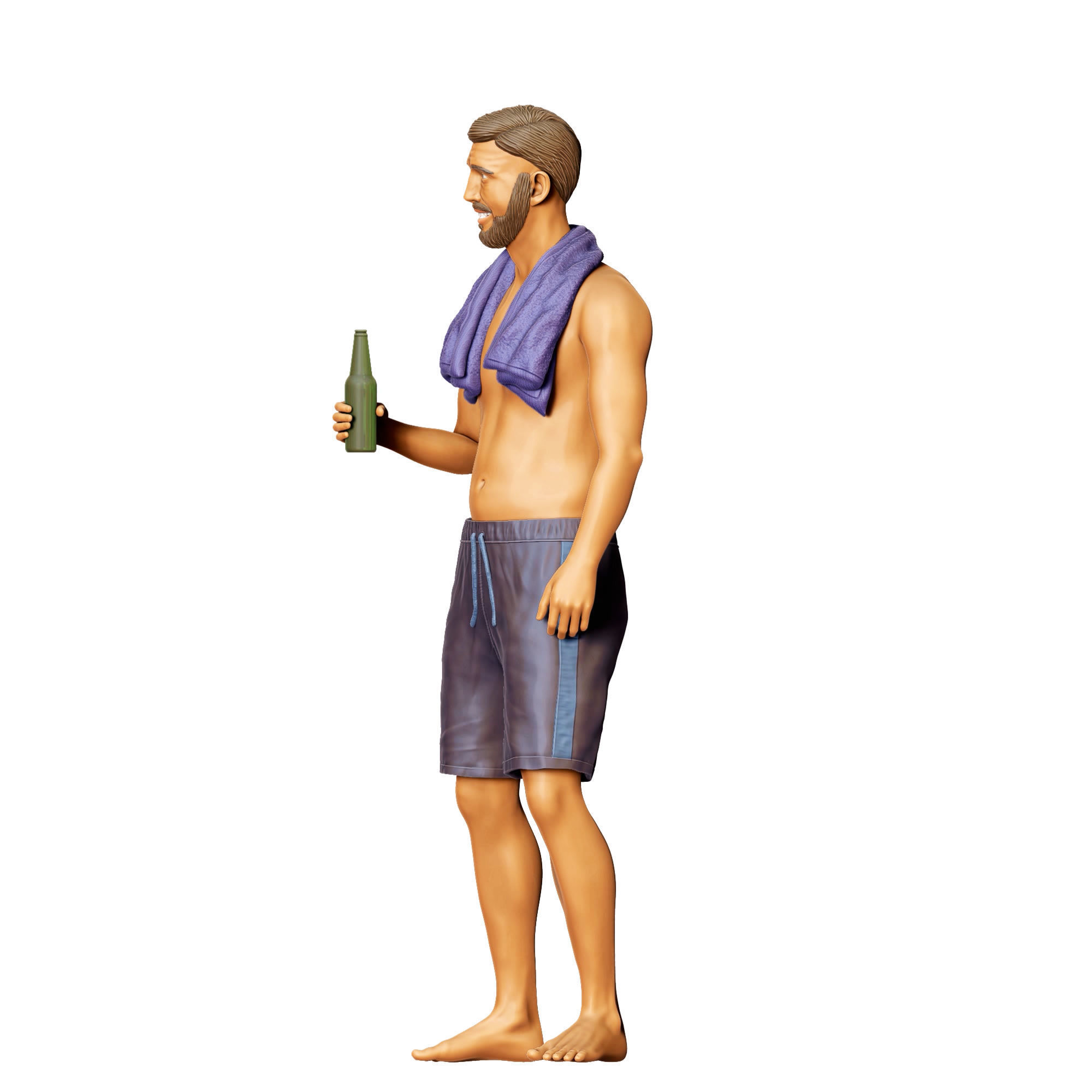 N1 Pool Party man drinking beer 3D print model_20
