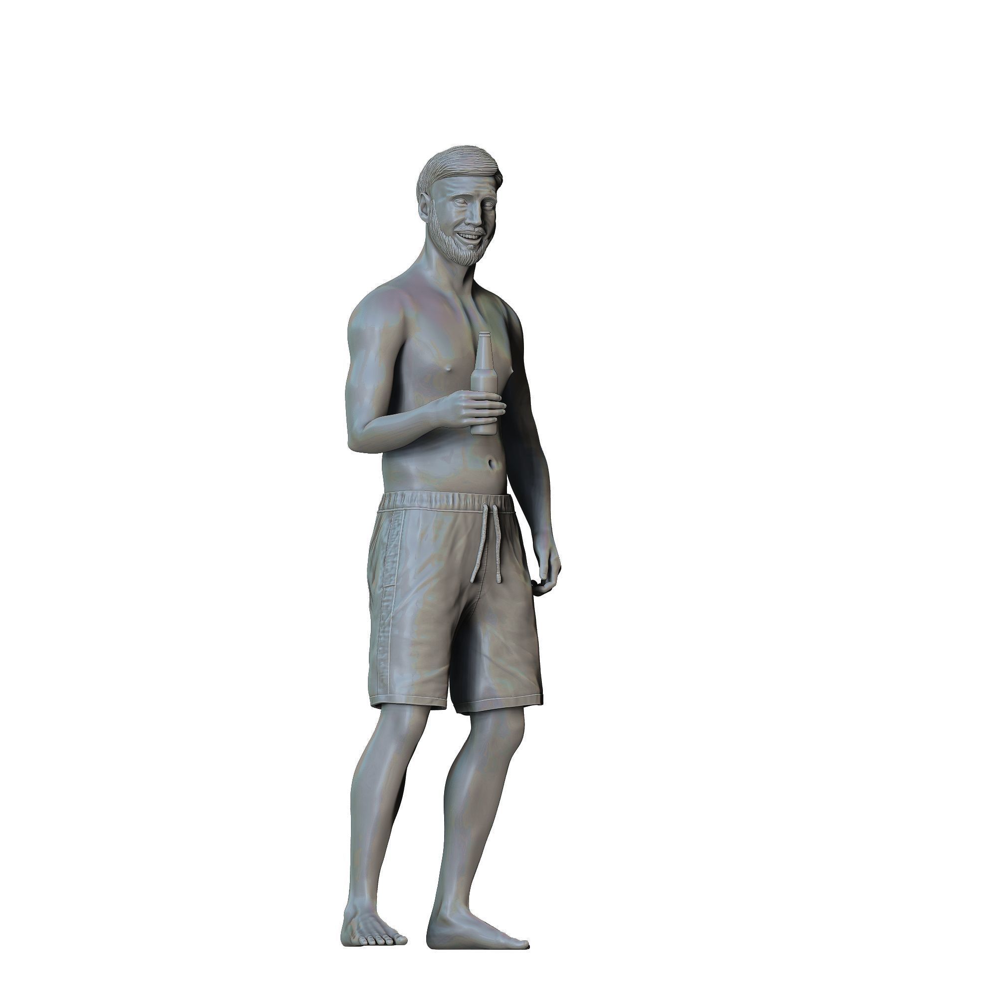 N1 Pool Party man drinking beer 3D print model_24