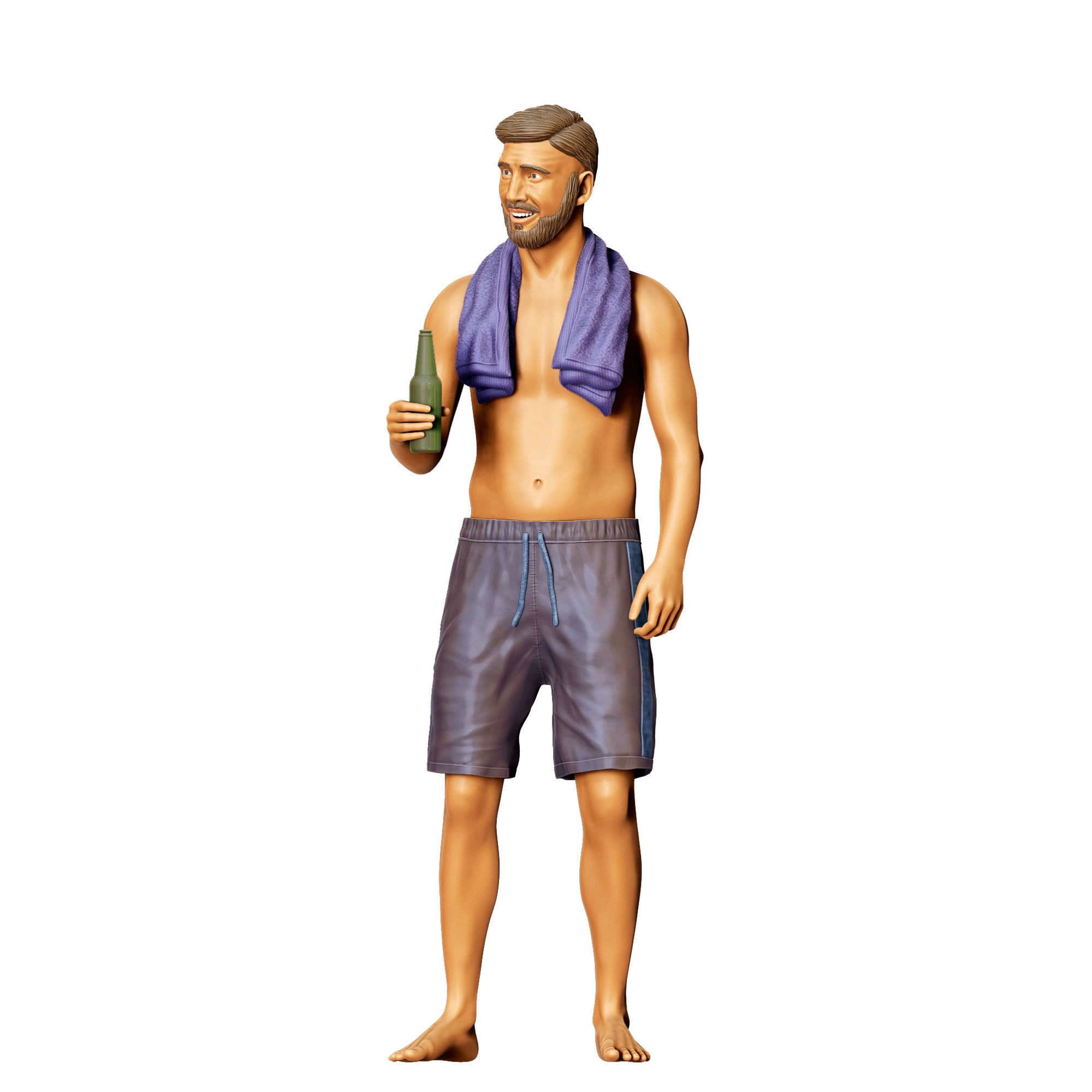 N1 Pool Party man drinking beer 3D print model_23