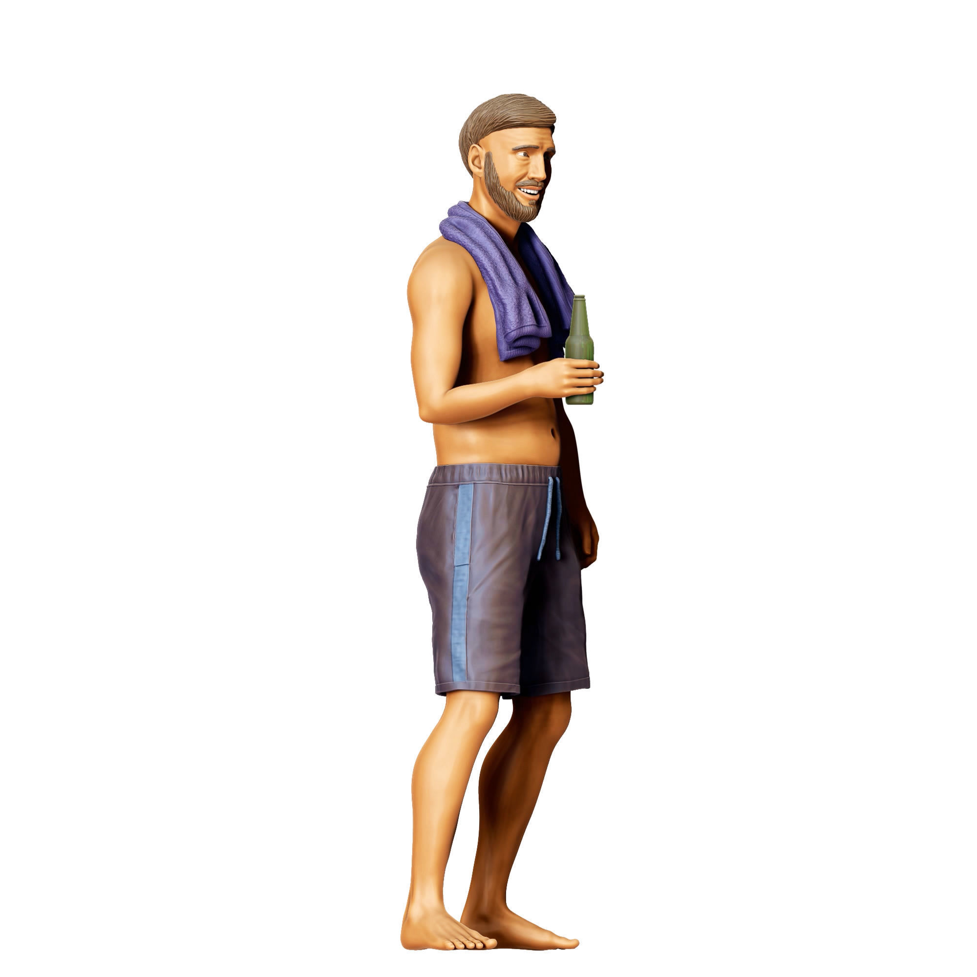 N1 Pool Party man drinking beer 3D print model_4
