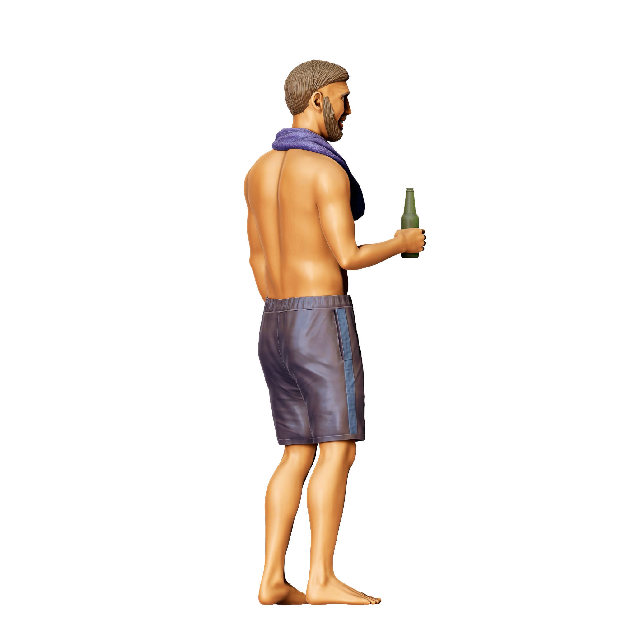 N1 Pool Party man drinking beer 3D print model_8