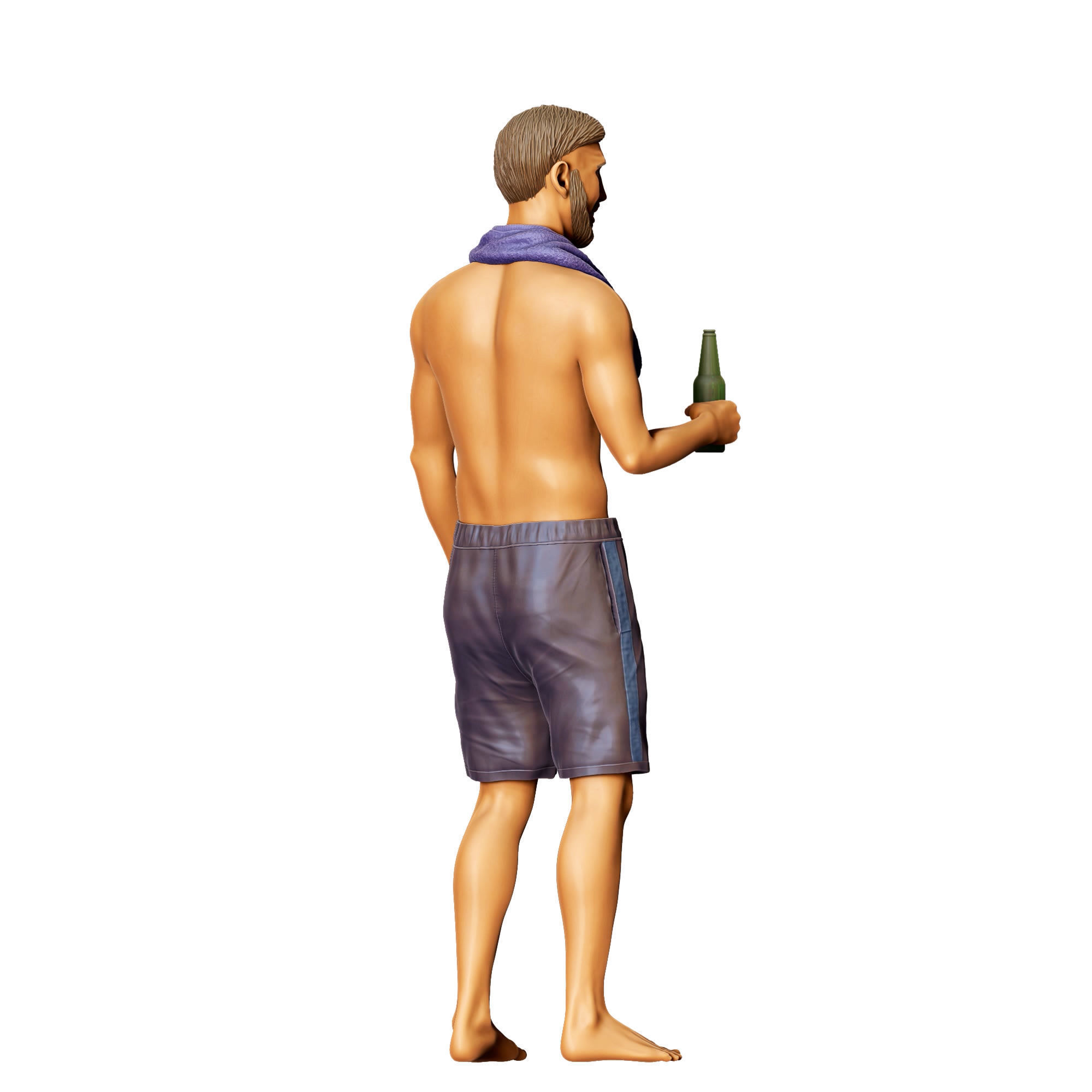 N1 Pool Party man drinking beer 3D print model_9