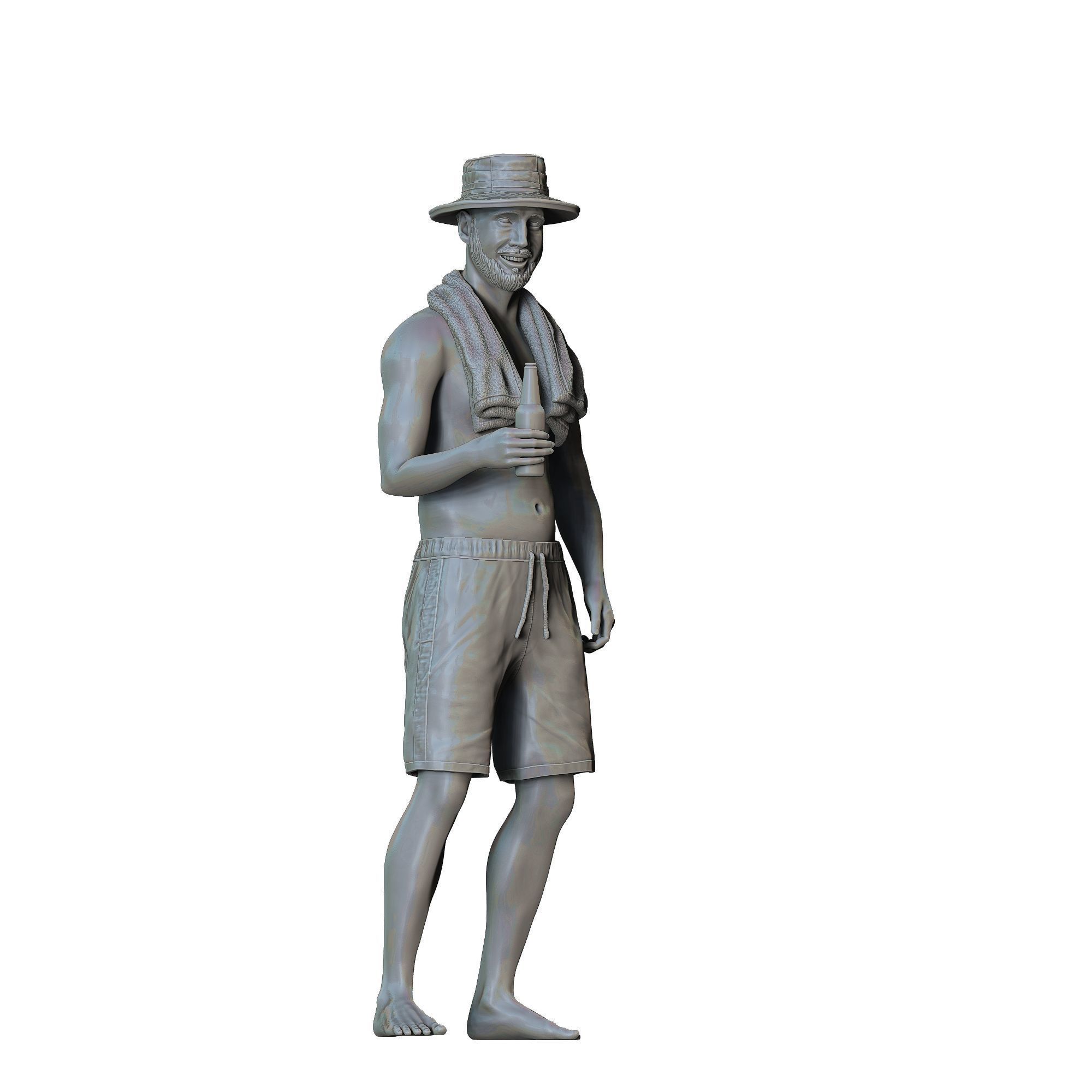 N1 Pool Party man drinking beer 3D print model_27