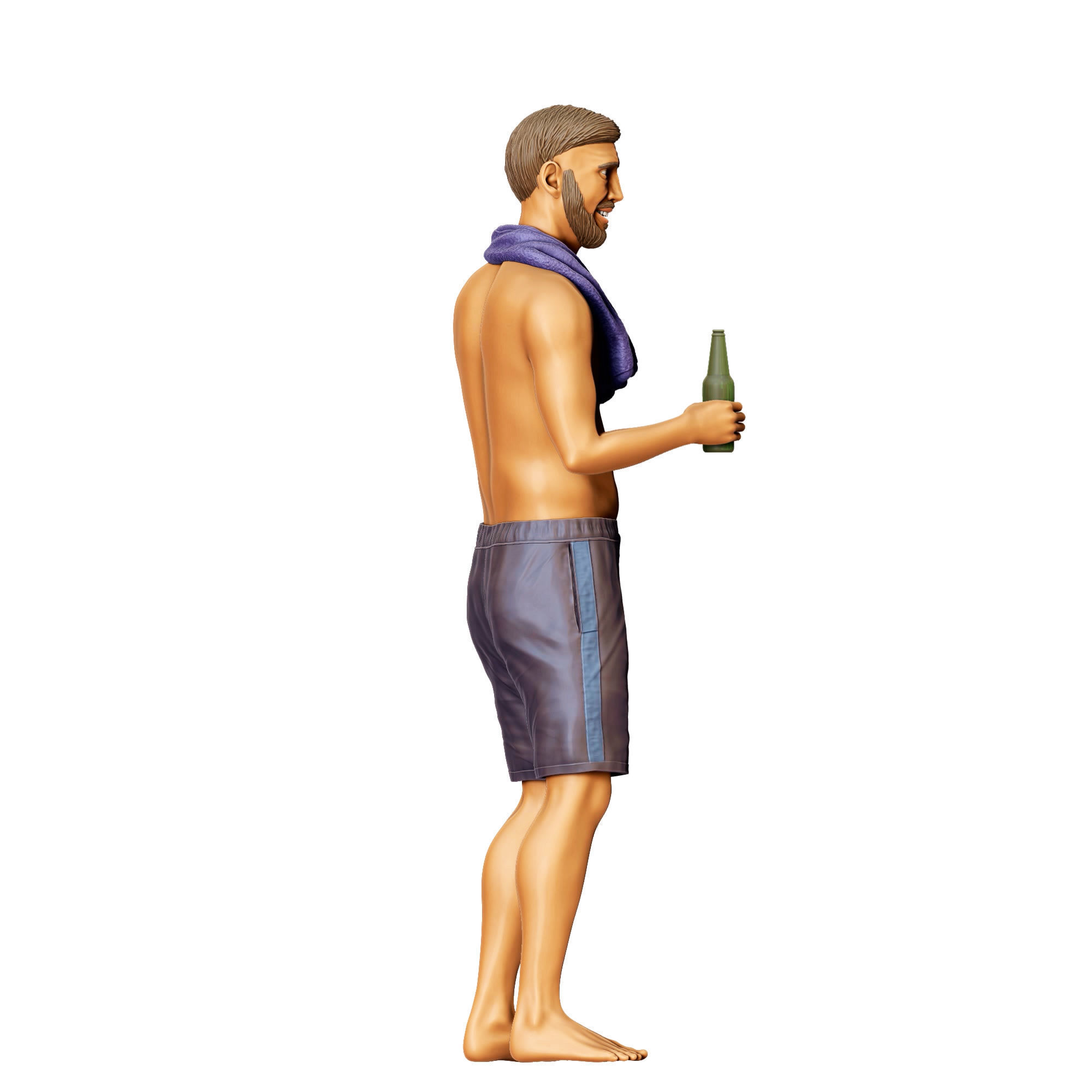 N1 Pool Party man drinking beer 3D print model_7
