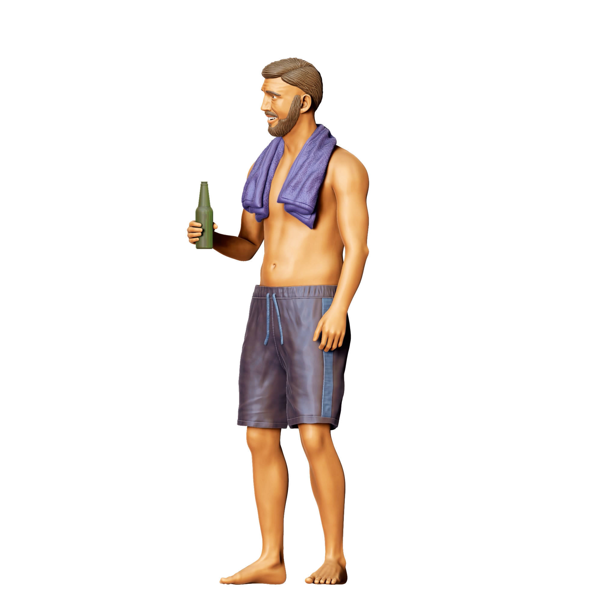 N1 Pool Party man drinking beer 3D print model_21