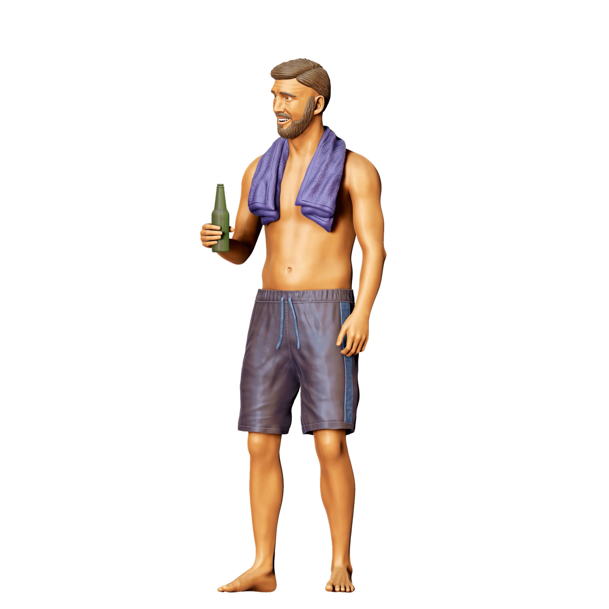 N1 Pool Party man drinking beer 3D print model_22