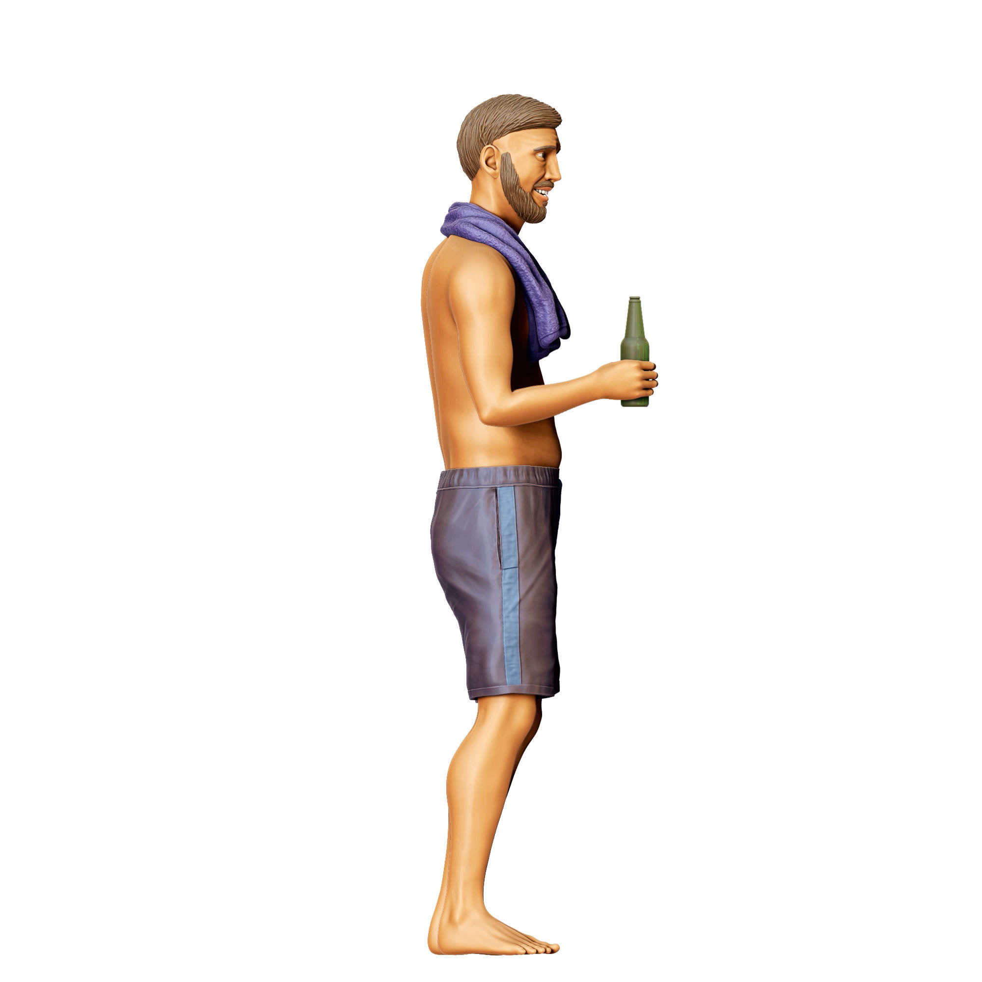 N1 Pool Party man drinking beer 3D print model_6