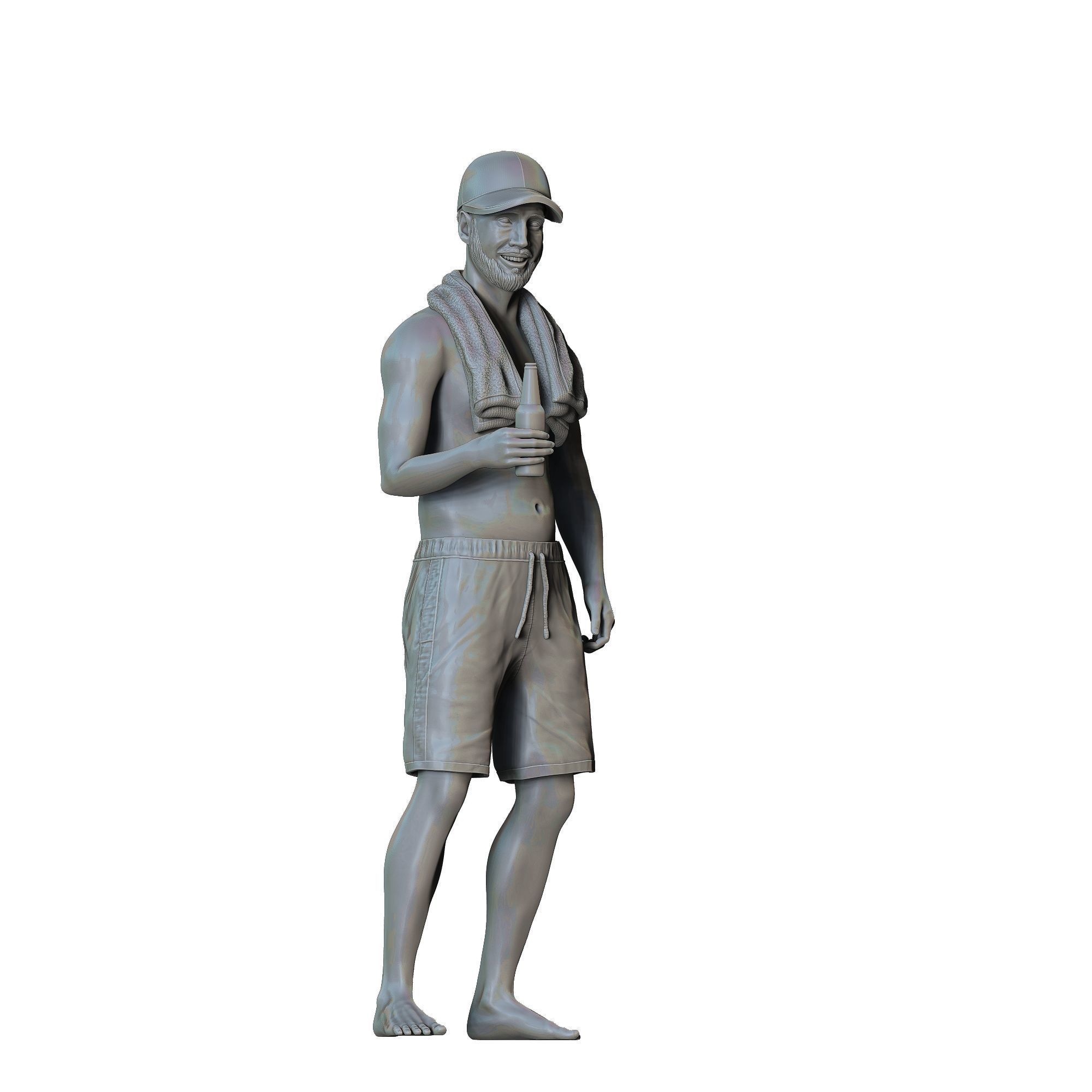 N1 Pool Party man drinking beer 3D print model_26
