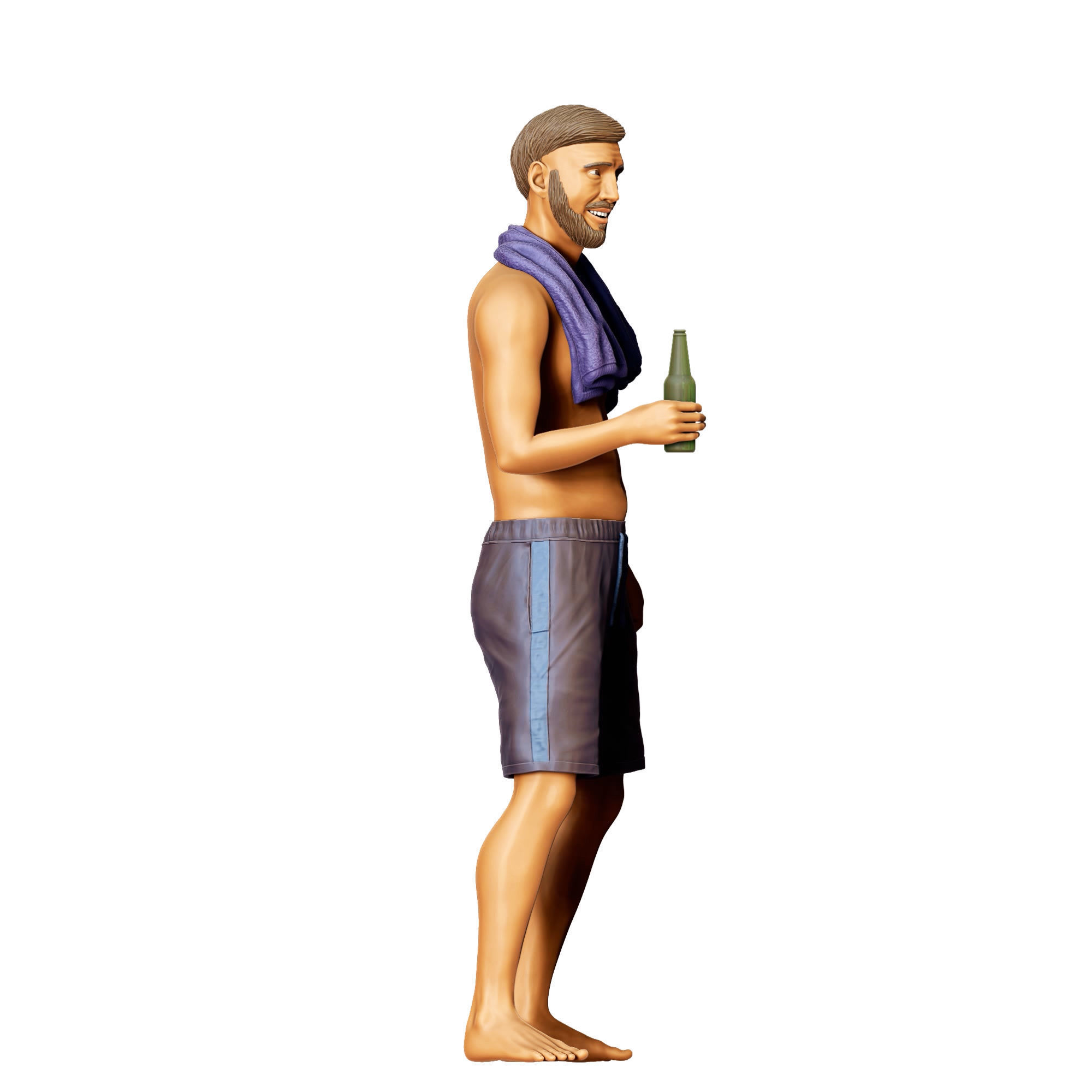 N1 Pool Party man drinking beer 3D print model_5