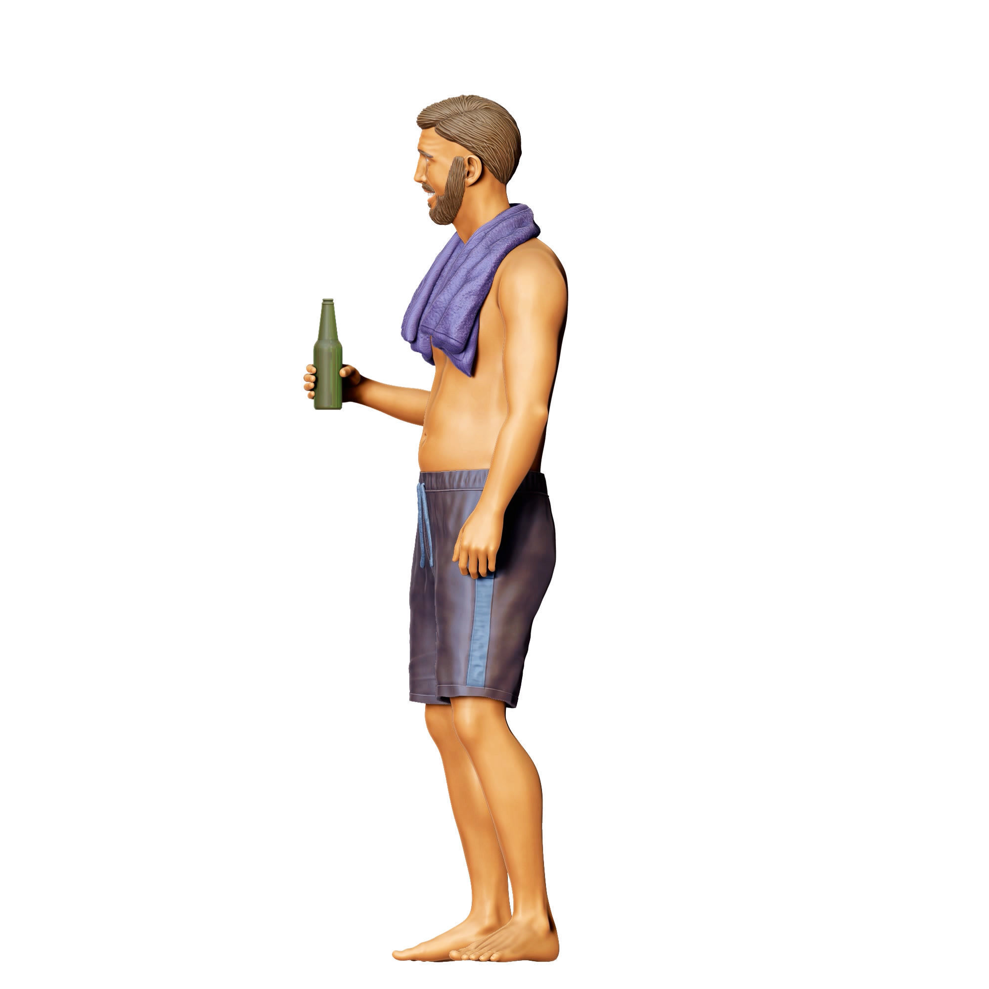 N1 Pool Party man drinking beer 3D print model_19