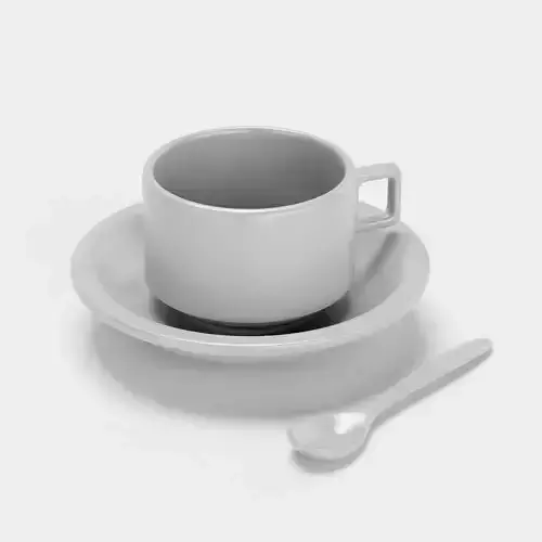 High-Detail 3D Model of an Espresso Cup and Saucer