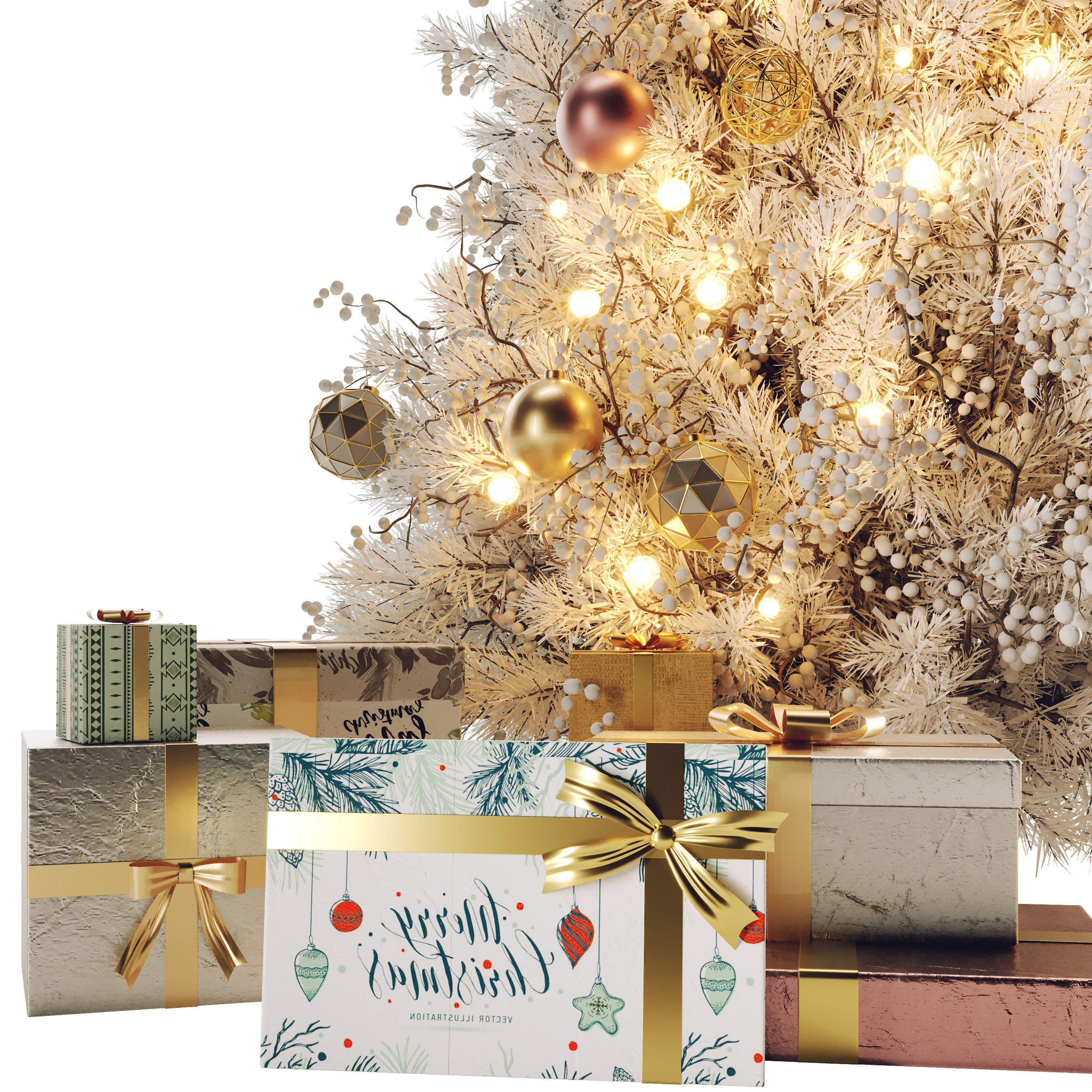 Christmas Tree shuba Low-poly 3D model_1