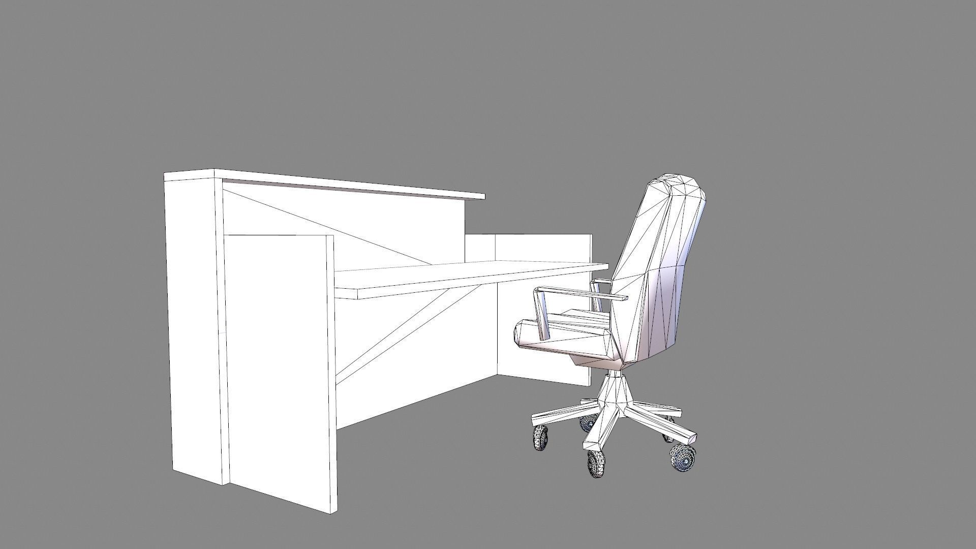 Reception Desk Low-poly 3D model_11