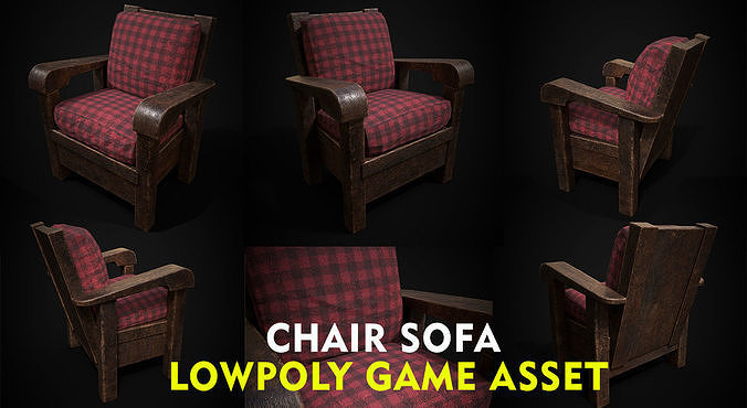 sofa chair lowpoly gameasset Low-poly 3D model