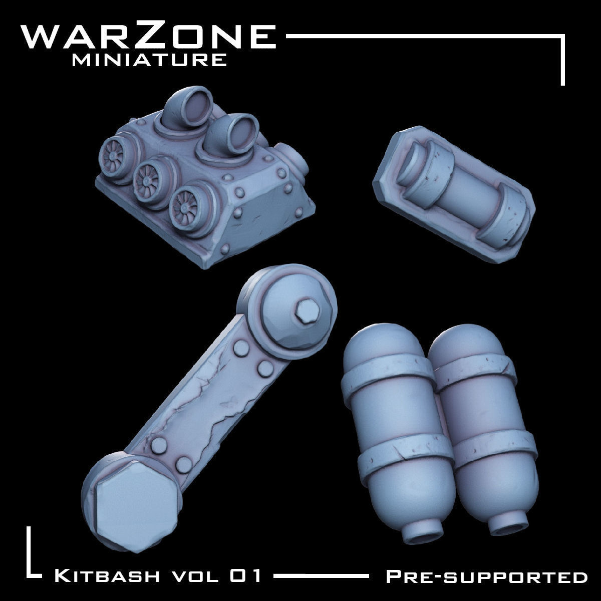 Kitbash Vol01 Ork 40 Unique pieces 3D print model