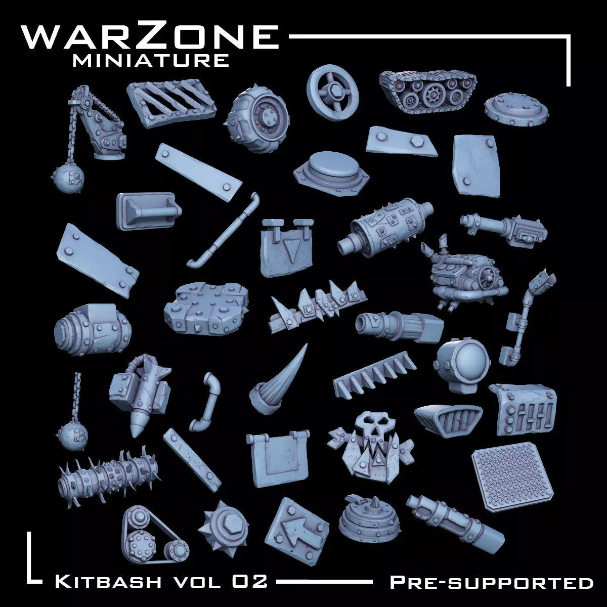 Kitbash Vol02 Ork 40 Unique pieces 3D print model_0