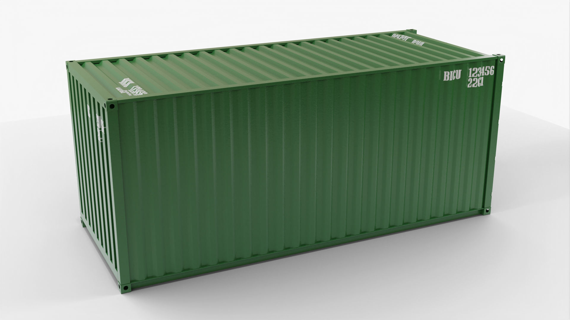 20Ft Cargo Container - Green - Clean 3D model_4