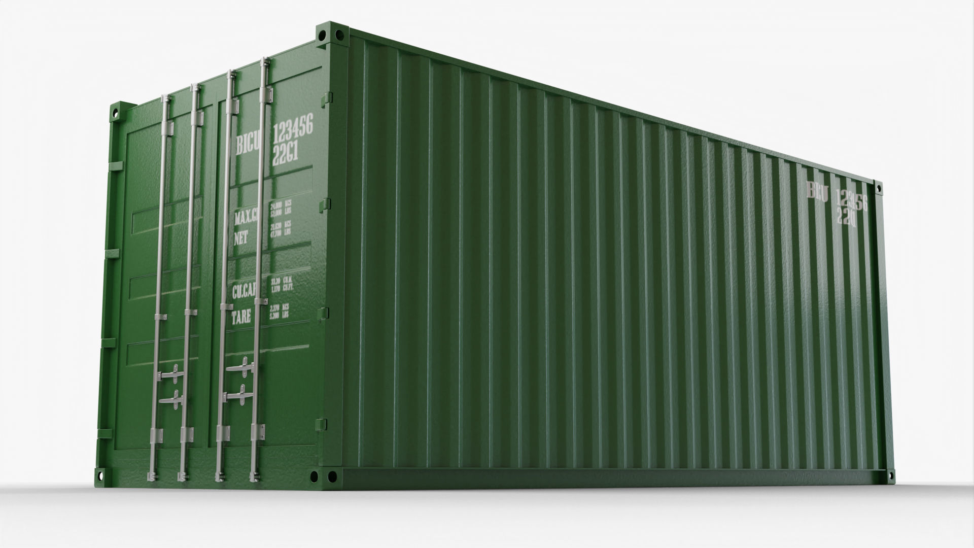 20Ft Cargo Container - Green - Clean 3D model_3