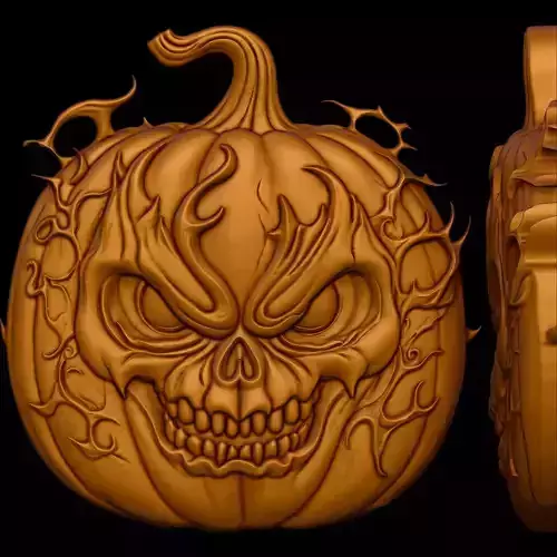 Mysterious Halloween Pumpkin STL file for 3d Printing or CNC