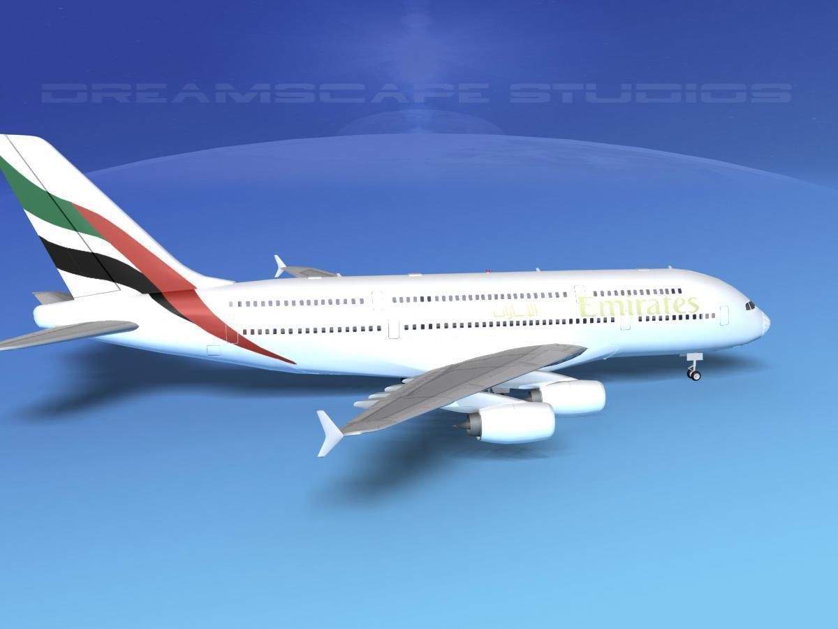 Airbus A380-800 Emirates 3D model_4